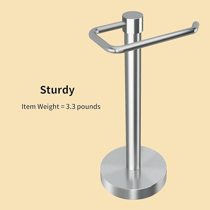 YUMORE Hand Towel Holder Stand Countertop Towel Rack Free Standing Towel Bar Hanger for Bathroom Kitchen (Brushed Nickel)
