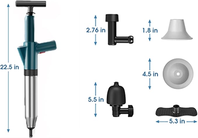 TheElves Toilet Plunger Heavy Duty, Electric High Pressure Toilet Clog Remover Tool, Powerful Bathroom Plunger for Drain Cleaning - Green