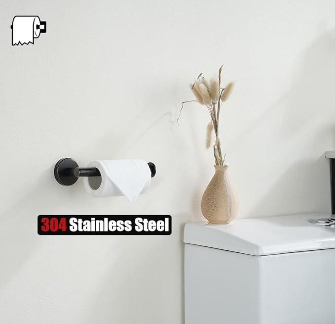 JQK Toilet Paper Holder Oil Rubbed Bronze, 5 Inch 304 Stainless Steel Thick 0.8mm Tissue Paper Dispenser for Bathroom, Hold Mega Rolls Wall Mount, 2 Pack, TPH120-ORB-P2