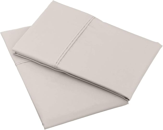 Amazon Basics 400 Thread Count Cotton Pillow Cases, King, Set of 2, Stone Gray, 40" L x 20" W, Pillows Not Included