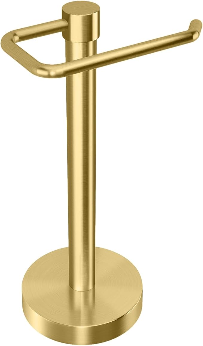 YUMORE Hand Towel Holder Stand Countertop Towel Rack Free Standing Towel Bar Hanger for Bathroom Kitchen (Gold)