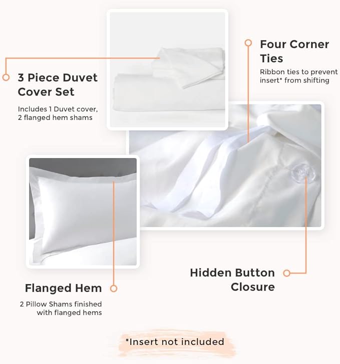 PeachSkinSheets 1500tc Level of Softness Soft Cooling Duvet Cover Set | Queen/Full Size - Midnight Black