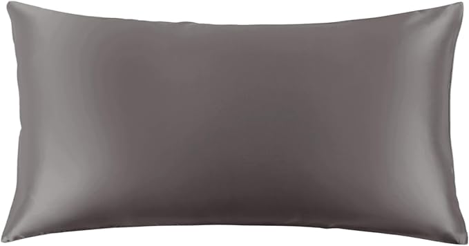 THXSILK Set of 2 Silk Pillowcase for Hair and Skin, 100% Mulberry Silk Bed Pillowcase 22 Momme, Soft Breathable Silk Pillow Case with Hidden Zipper, California King 20"x40", Dark Gray