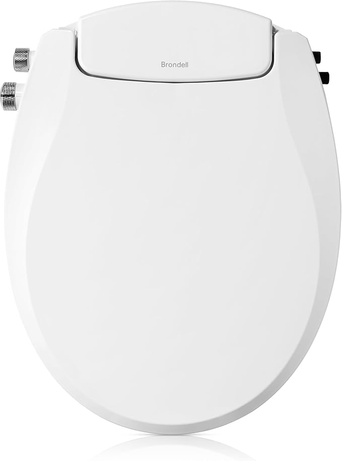 Brondell Swash Bidet Toilet Seat, Non-Electric, Dual Temperature, Fits Round Toilets, White – Dual Nozzle System – with Easy Installation