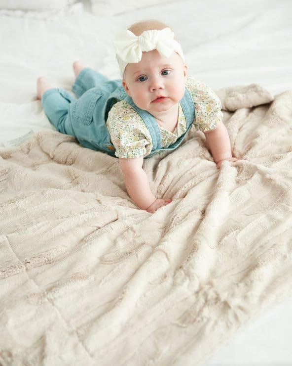Minky Couture Sorbet Blanket - Ultra-Soft Throw for Silky Smooth Comfort - Premium Decorative Throw - Midweight, Breathable Fabric - Machine Washable Monster, Almond Croissant