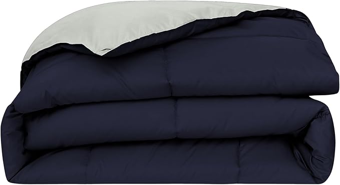 Modern Threads Down Alternative Reversible Comforter Navy/Silver Queen