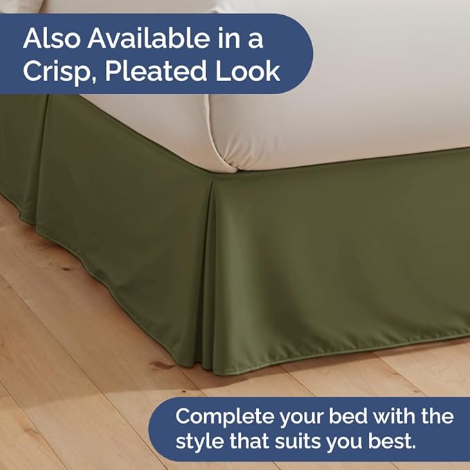 Bedskirt Twin Size Ruffle - 18 inch Drop Dust Ruffle Bed Skirt with Platform - Soft, Easy Fit, Premium Hotel Quality - Wrinkle, Fade & Shrink Resistant - for Women, Men, Kids and Teens - Sage Green