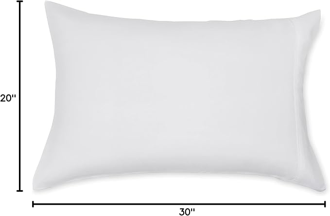 Amazon Basics Standard Pillow Cases Set of 2 - Lightweight, Super Soft Easy Care Microfiber, Bright White, 30" L x 20" W, Pillows Not Included
