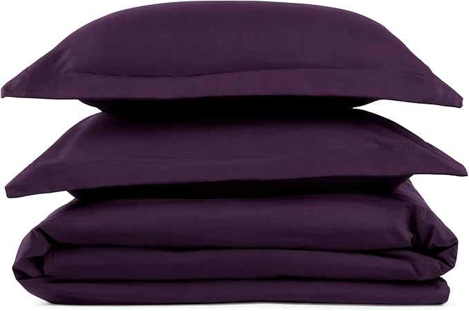 PeachSkinSheets 1500tc Level of Softness Soft Cooling Duvet Cover Set | King/Cali King Size - Eggplant