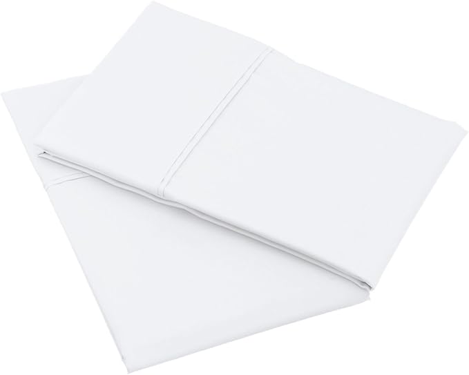 Amazon Basics 400 Thread Count Cotton Pillow Case, Standard, 30" L x 20" W, White - Set of 2, Pillows Not Included