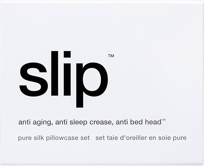 slip The Original Queen Pure Silk Pillow Case Duo - 100% Pure 22 Momme Mulberry Silk - Queen Size Standard Pillow Case - Anti-Aging, Anti-BedHead, Anti-Sleep Crease, White (20" x 30")