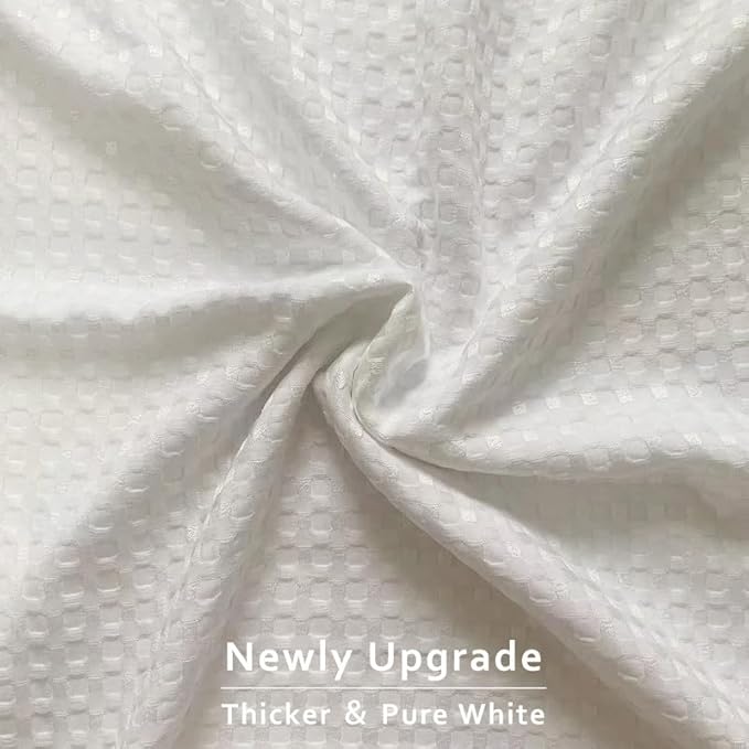 MIYE Pleated Waffle Weave Bed Skirt, Tailored Dust Ruffle 14 Inch Drop Easy Fit, Machine Washable (White, King - 14" Drop)
