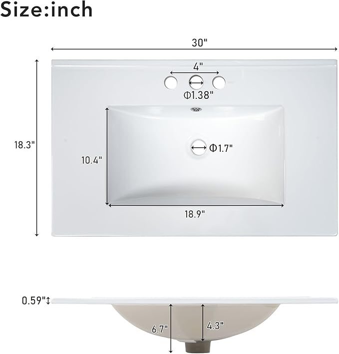 60" Bathroom Vanity Set with Double Vanities, Double Ceramic Sinks, Storage Shelf, Soft Closing Doors, Divided Drawers (Mirror not Included), Large Bathroom Vanity Sink Set (Grey)