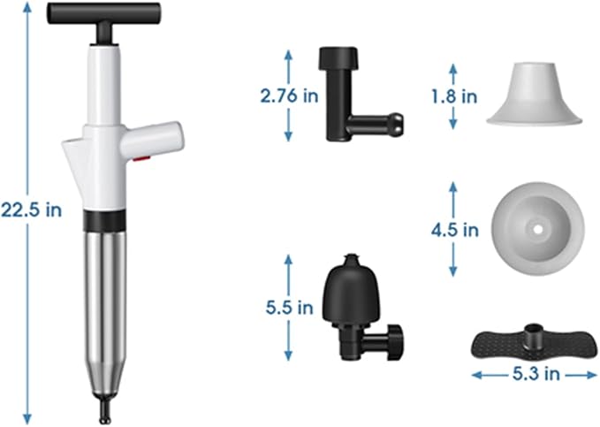 TheElves Toilet Plunger Heavy Duty, Electric High Pressure Toilet Clog Remover Tool, Powerful Bathroom Plunger for Drain Cleaning - White