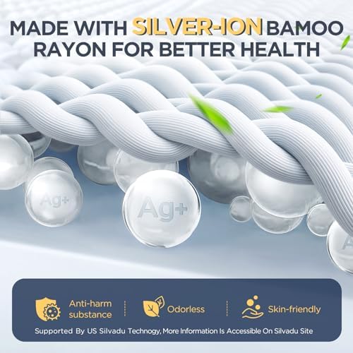 Waterproof King Mattress Protector Made from Silver-Infused Bamboo Rayon for Better Health, Odor-Free Hypoallergenic King Mattress Cover, 3D Air Quiet Bed Cover Fits 6"-21"
