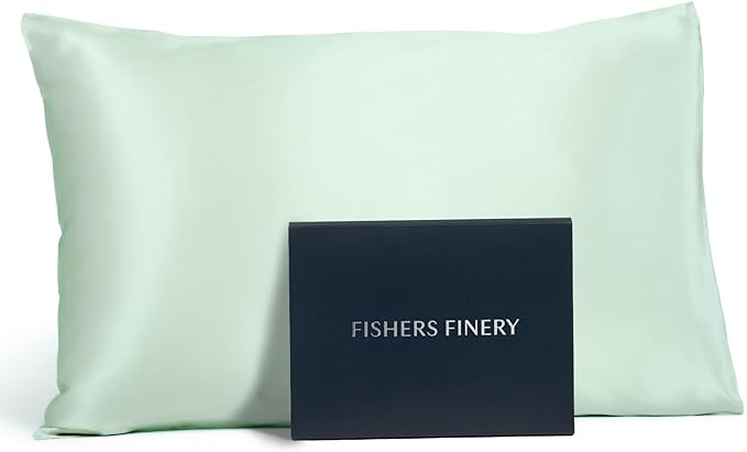 Fishers Finery 25mm 100% Pure Mulberry Silk Pillowcase (Light Green King)