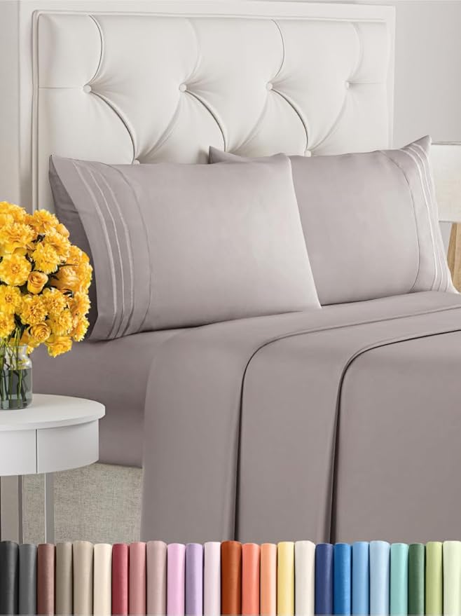King Size 4 Piece Sheet Set - Comfy Breathable & Cooling Sheets - Hotel Luxury Bed Sheets for Women & Men - Deep Pockets, Easy-Fit, Soft & Wrinkle Free Sheets - Thistle Purple Oeko-Tex Bed Sheet Set