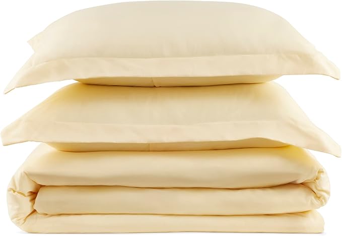 PeachSkinSheets 1500tc Level of Softness Soft Cooling Duvet Cover Set | King/Cali King Size - Buttercream Yellow
