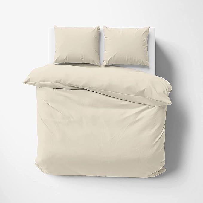 Premium Queen Duvet Cover Set 3 Piece with Zipper & Corner Ties - 100% Egyptian Cotton 1000 Thread Count Luxurious Bedding 1 Duvet Cover 2 Pillow Shams (Queen/Full, Ivory)