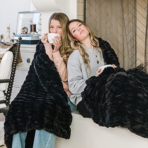 Minky Designs Jaguar Black Minky Blanket – Ultra Soft Faux Fur Throw Blanket for Couch, Bed & Home – Fluffy, Warm & Luxurious – Chic Collection (Large, 60x72)