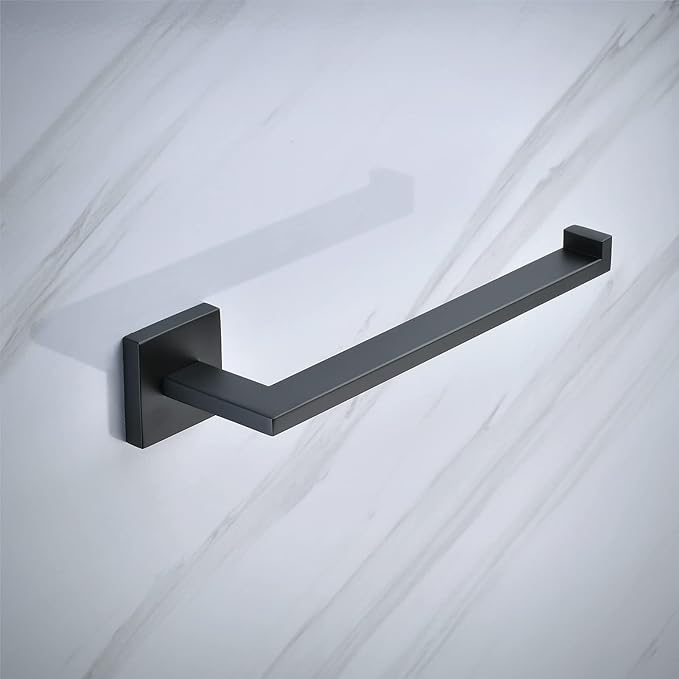 Matte Black Bathroom Accessories Hardware Set 2 Pieces, Toilet Paper Holder + Hand Towel Holder, Wall Mounted Towel Ring Towel Bar, SUS304 Stainless Steel, SHUNLI