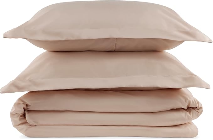 PeachSkinSheets 1500tc Level of Softness Soft Cooling Duvet Cover Set | Queen/Full Size - Toasted Marshmallow