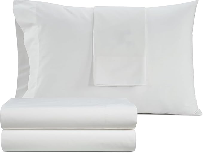 IZOD 100% Egyptian Cotton Sheets Set Twin XL Size, Cotton Percale Crisp Sheet Set 3Pc, Lightweight & Deep Pocket fits Upto 17",Long-Staple Soft Combed,Hotel Style Sheets Luxury Bedding Sheet-White