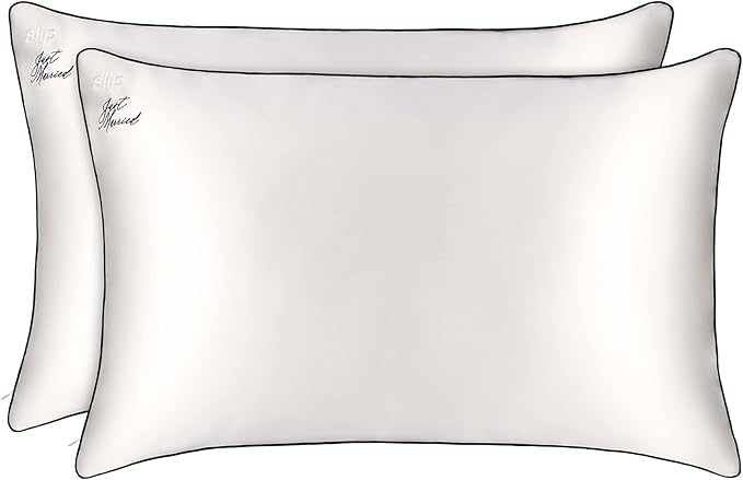 slip The Original Just Married Pillowcase Set | 100% Pure Mulberry Silk | Soft & Smooth for a Luxurious Sleep | Includes 2 Pillowcases, Prevents Hair Breakage, Skin Friendly