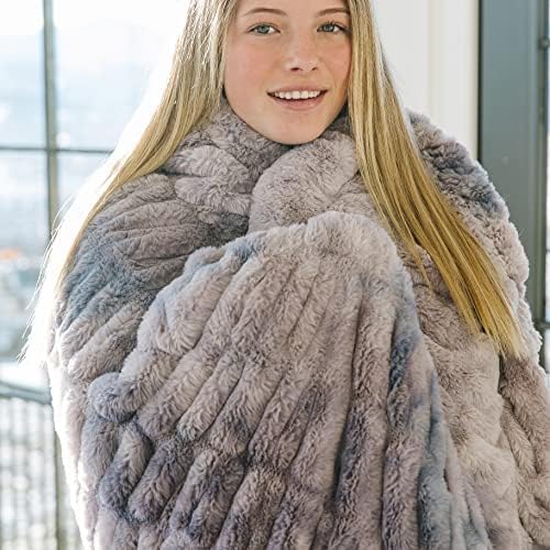 Minky Designs Blueberry Minky Blanket – Ultra Soft Faux Fur Throw Blanket for Couch, Bed & Home – Fluffy, Warm & Luxurious – Chic Collection (X-Large, 60x84)