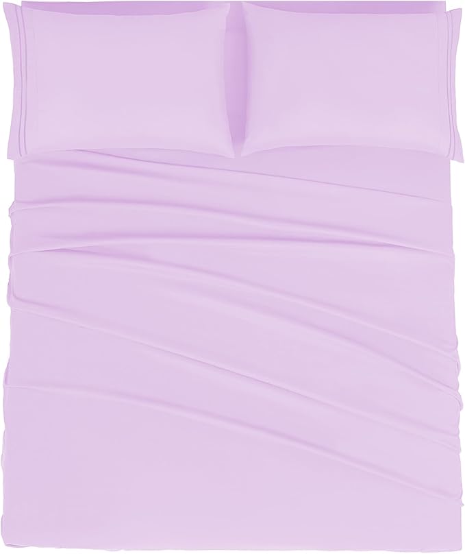 Mejoroom Queen Size Sheet Set - Hotel Luxury 1800 Bedding Sheets & Pillowcases - Deep Pocket Fitted Sheet, Soft, Breathable, Wrinkle & Fade Resistant - 4 Piece (Queen, Lavender)