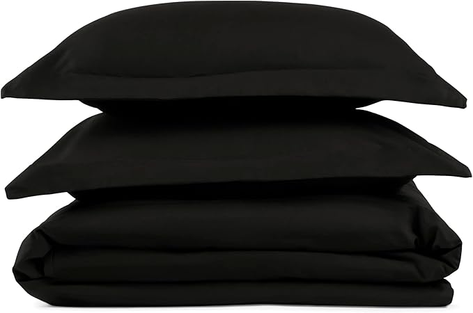 PeachSkinSheets 1500tc Level of Softness Soft Cooling Duvet Cover Set | Queen/Full Size - Midnight Black