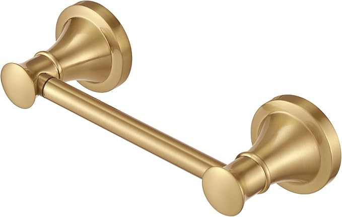 Hoimpro Wall Mounted Rustproof Toilet Tissue Paper Holder Bathroom Accessories Toilet roll Paper Hanger, Brushed Gold