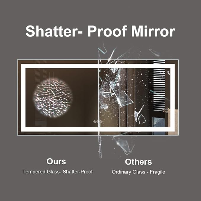 Amorho LED Bathroom Mirror 72" X32" with Front and Backlight, Large Dimmable Wall Mirrors with Anti-Fog, Shatter-Proof, Memory, 3 Colors, Double LED Vanity Mirror