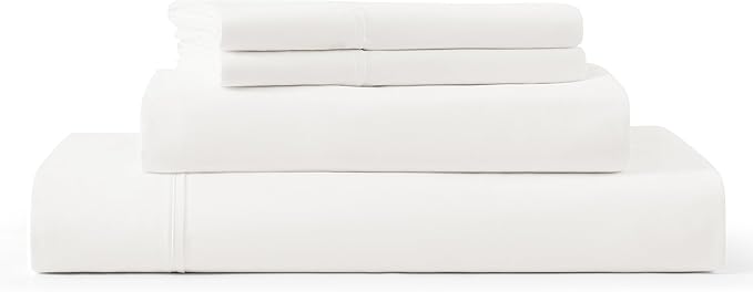UGG Full XL Sheet Set 4-Piece Luxury Cooling Sheets Deep Pockets Premium Bedding with 2 Pillow Shams Machine Washable, for Dorm Essentials & College Bedding, Full XL, White (Hedi)