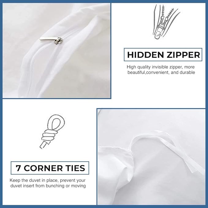 Comforter Cover King Size 1000 Thread Count 100% Egypitian Cotton 1 Duvet Cover & 2 Pillow Shams Long Staple Quilt Silky Soft, Breathable with Zipper -3 Piece All Season Set (Aqua Blue)