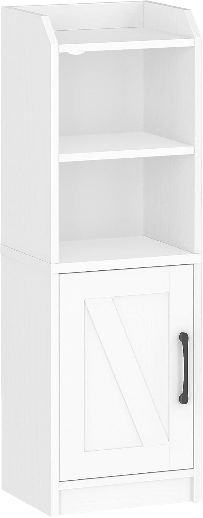 Bathroom Storage Cabinet, Small Farmhouse Corner Floor Cabinet with Door and Shelves, Narrow Toilet Paper Holder Stand, Bathroom Organizer with Adjustable Shelf, for Small Spaces, White