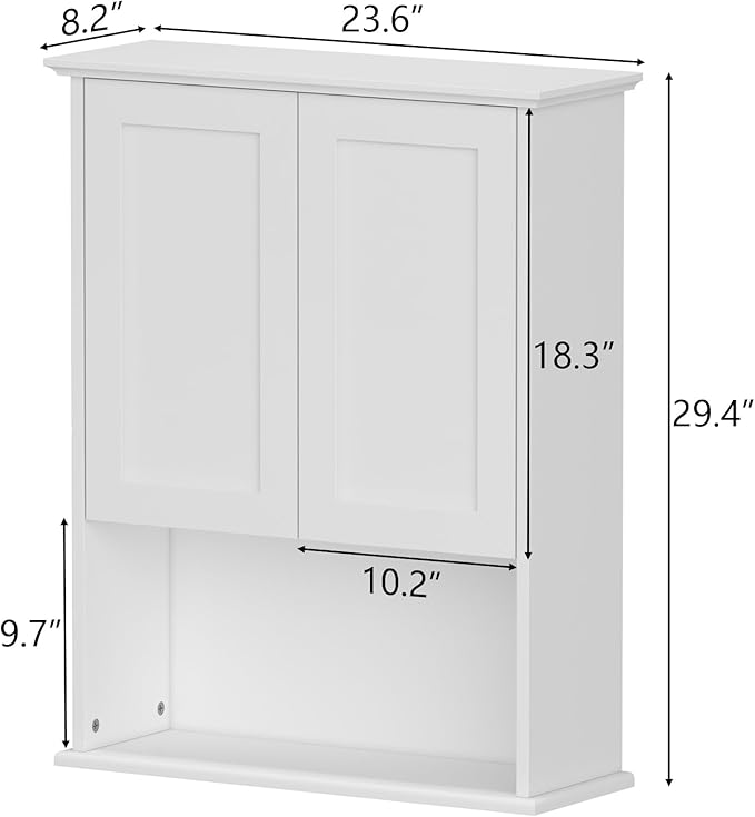 Bathroom Wall Cabinet, Over The Toilet Storage Cabinet, 23x29 Inch Medicine Cabinet with 2 Door & Adjustable Shelf, Bathroom Cabinet Wall Mount for Laundry Room, Kitchen, Small Spaces