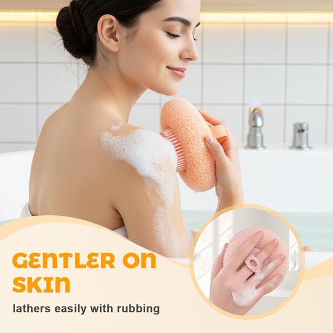 Super Soft Sunflower Suction Cup Bath Ball, 2025 New Exfoliating Bath Bath Sponge Cleaning Brush with Finger Rings for Women and Men (Blue, 4 pcs)