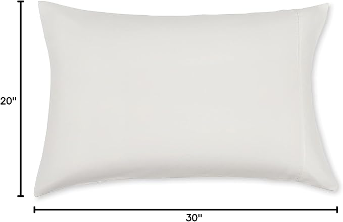 Amazon Basics Standard Pillow Cases Set of 2 - Lightweight, Super Soft Easy Care Microfiber, Cream, 30" L x 20" W, Pillows Not Included