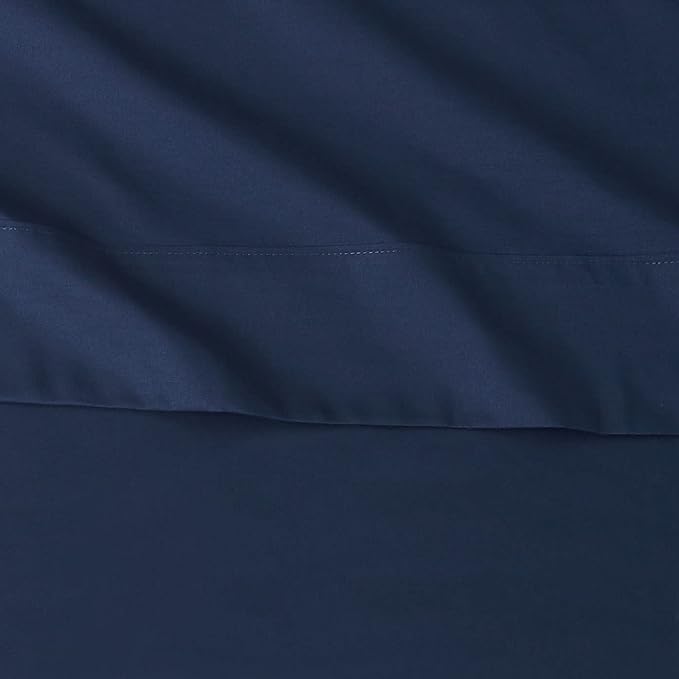 Amazon Basics Lightweight Super Soft Luxury Wrinkle Free Breathable Microfiber 3 Piece Fitted Sheet Set with 14-Inch Deep Pockets, Twin XL, Navy Blue, Solid (Pack of 4)