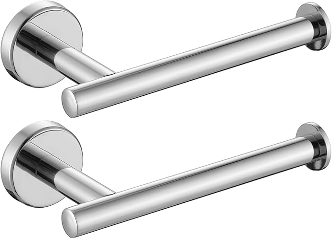 JQK Chrome Toilet Paper Holder, 5 Inch 304 Stainless Steel Thick 8mm Tissue Paper Dispenser for Bathroom, Hold Mega Rolls, Polished Chrome Wall Mount, 2 Pack, TPH120-CH-P2