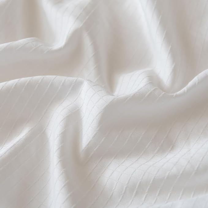 Queen Bed Skirt, Grid Plaid Soft Quadruple Pleated Ruffle Bed Skirt, Tailored Dust Ruffle 12 Inch Drop Easy Fit, Machine Washable (White)
