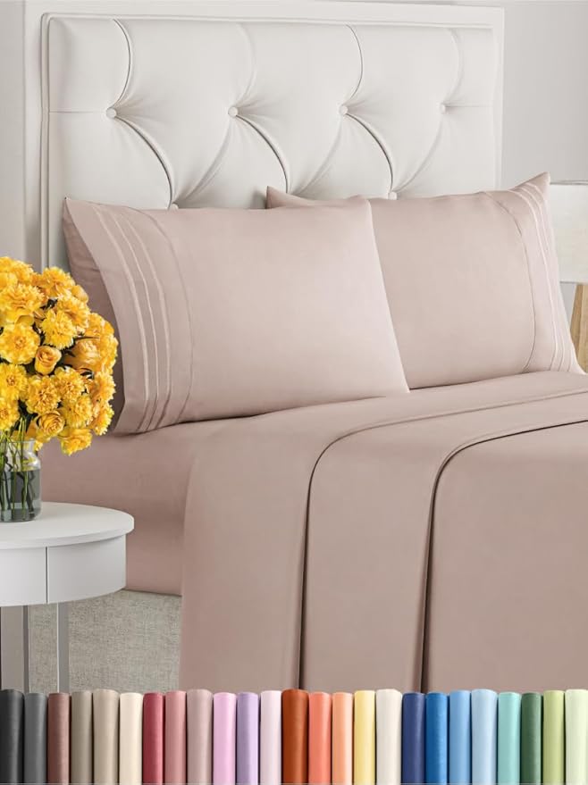 King Size 4 Piece Sheet Set - Extra Soft, Breathable & Cooling Sheets - Hotel Luxury Durable Bed Sheets for Women & Men - Deep Pockets, Easy-Fit & Wrinkle-Free Sheets - Dusty Pink Oeko-Tex Bed Sheets