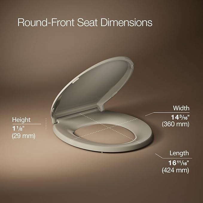 KOHLER 4639-RL-G9 Cachet ReadyLatch Round Toilet Seat Soft Close, Sandbar