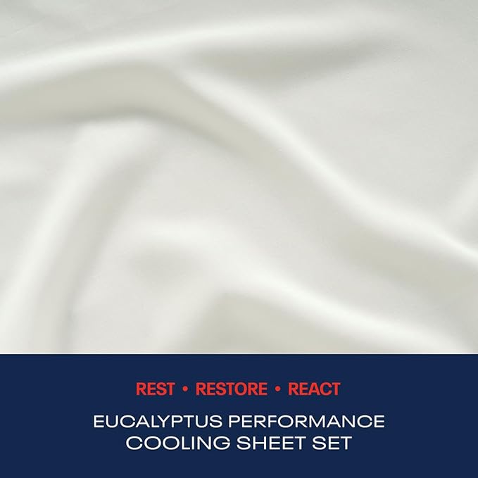 Reebok Full Size Sheet Set from Tencel™ Eucalyptus - Soft, Cooling & Breathable for Hot Sleepers, Deep Pocket Up to 17 Inches, 4Pc Hotel Luxury Bedding Set, Bedsheet & Pillowcases (White, Full)