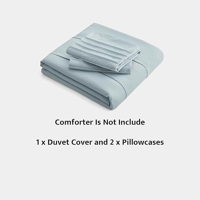 Oli Anderson Cornflower Blue Duvet Cover Queen Size - Pleated Queen Duvet Cover, 3PCS Soft and Breathable Textured Bedding Set with Zipper Closure(Cornflower Blue,90"x90")