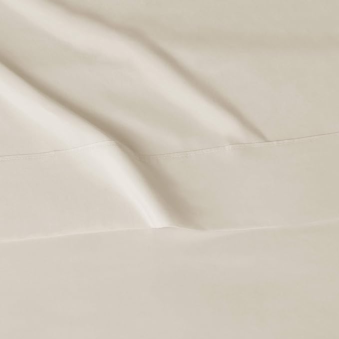 Amazon Basics Lightweight Super Soft Easy Care Comfortable Microfiber 3 Piece Bed Sheet Set with 14-Inch Deep Pockets, Twin XL, Beige, Solid