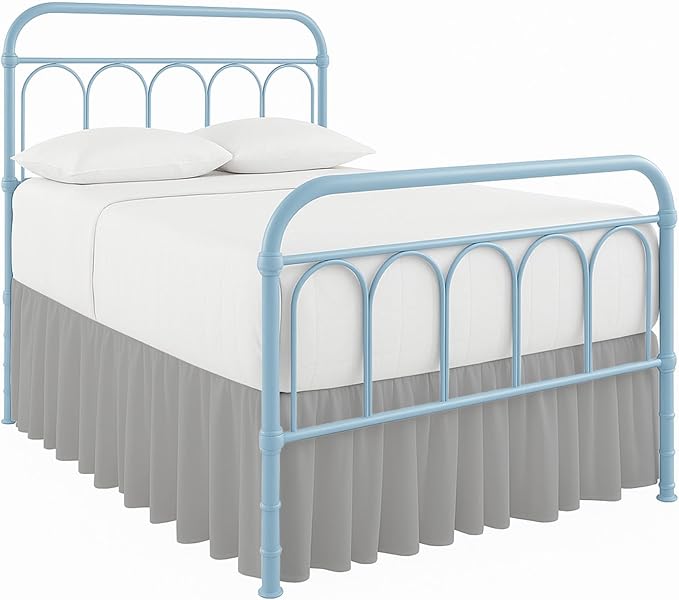 Ruffled Bed Skirt with Split Corners-Dust Ruffle - 16" Drop 100% Microfiber Soft,Sheen & Luxurious Look - Bed Skirts (Light Grey -Queen)