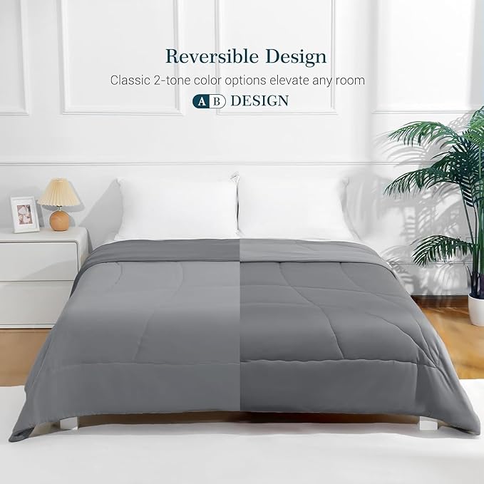Elegear Revolutionary Cooling Comforter King Absorbs Body Heat to Keep Cool, Cooling Blanket for Hot Sleepers Japanese Arc-Chill 3.0 Cool Tech Fabric Summer Comforter Hypo-Allergenic Cool Quilt-Gray