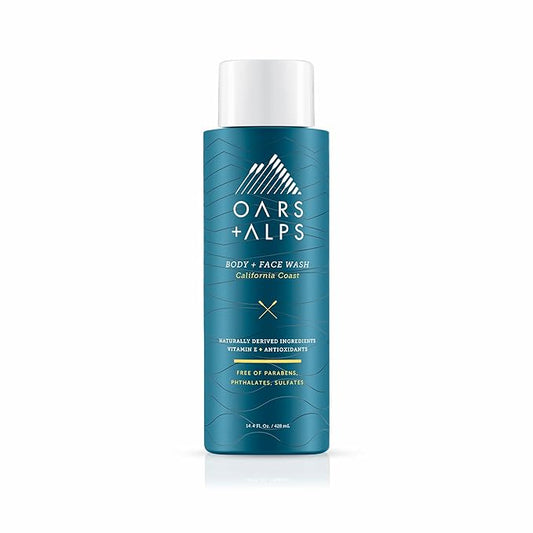Oars + Alps Men's Moisturizing Body and Face Wash, Skin Care Infused with Vitamin E and Antioxidants, Sulfate Free, California Coast, 1 Pack